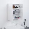 vidaXL Armoire à miroir de salle de bain 60x15x75cm MDF Blanc brillant