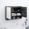 vidaXL Armoire à miroir de salle de bain 80x15x60 cm MDF Gris brillant