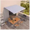 vidaXL Auvent rétractable automatique 450x350 cm Bleu et blanc