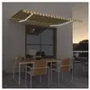 vidaXL Auvent manuel rétractable avec LED 450x350 cm Jaune et blanc