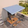 vidaXL Auvent rétractable automatique 500x350 cm Bleu et blanc
