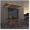 vidaXL Auvent manuel rétractable avec LED 400x350 cm Jaune et blanc