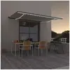vidaXL Auvent manuel rétractable avec LED 500x300 cm Crème