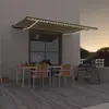 vidaXL Auvent manuel rétractable avec LED 500x300 cm Jaune et blanc
