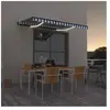 vidaXL Auvent manuel rétractable avec LED 400x300 cm Bleu et blanc