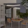vidaXL Auvent manuel rétractable avec store et LED 4,5x3 m Bleu blanc