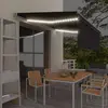 vidaXL Auvent manuel rétractable avec store et LED 4,5x3 m Anthracite