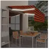 vidaXL Auvent manuel rétractable avec store LED 4x3 m Orange et marron