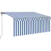 vidaXL Auvent rétractable automatique avec store 3x2,5 m Bleu et blanc