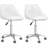 vidaXL Chaises pivotantes à manger lot de 2 blanc similicuir