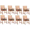 vidaXL Chaises à dîner d'extérieur 8 pcs avec coussins Acacia massif