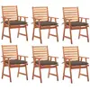 vidaXL Chaises à dîner d'extérieur 6 pcs avec coussins Acacia massif