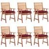 vidaXL Chaises à dîner d'extérieur 6 pcs avec coussins Acacia massif