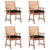 vidaXL Chaises à dîner d'extérieur 4 pcs avec coussins Acacia massif