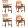 vidaXL Chaises à dîner d'extérieur 4 pcs avec coussins Acacia massif