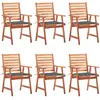 vidaXL Chaises à dîner d'extérieur 6 pcs avec coussins Acacia massif