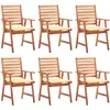 vidaXL Chaises à dîner d'extérieur 6 pcs avec coussins Acacia massif