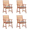 vidaXL Chaises à dîner d'extérieur 4 pcs avec coussins Acacia massif
