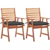 vidaXL Chaises à dîner d'extérieur 4 pcs avec coussins Acacia massif