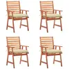 vidaXL Chaises à dîner d'extérieur 4 pcs avec coussins Acacia massif