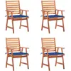vidaXL Chaises à dîner d'extérieur 4 pcs avec coussins Acacia massif