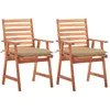 vidaXL Chaises à dîner d'extérieur 4 pcs avec coussins Acacia massif