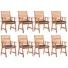 vidaXL Chaises à dîner d'extérieur 8 pcs avec coussins Acacia massif