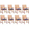 vidaXL Chaises à dîner d'extérieur 8 pcs avec coussins Acacia massif