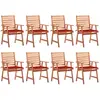 vidaXL Chaises à dîner d'extérieur 8 pcs avec coussins Acacia massif