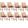 vidaXL Chaises à dîner d'extérieur 8 pcs avec coussins Acacia massif