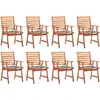 vidaXL Chaises à dîner d'extérieur 8 pcs avec coussins Acacia massif