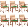 vidaXL Chaises à dîner d'extérieur 6 pcs avec coussins Acacia massif