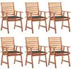 vidaXL Chaises à dîner d'extérieur 6 pcs avec coussins Acacia massif