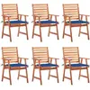 vidaXL Chaises à dîner d'extérieur 6 pcs avec coussins Acacia massif