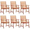 vidaXL Chaises à dîner d'extérieur 6 pcs avec coussins Acacia massif