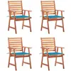 vidaXL Chaises à dîner d'extérieur 4 pcs avec coussins Acacia massif