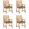 vidaXL Chaises à dîner d'extérieur 4 pcs avec coussins Acacia massif