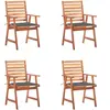 vidaXL Chaises à dîner d'extérieur 4 pcs avec coussins Acacia massif