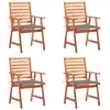 vidaXL Chaises à dîner d'extérieur 4 pcs avec coussins Acacia massif