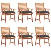 vidaXL Chaises à dîner d'extérieur 6 pcs avec coussins Acacia massif