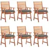 vidaXL Chaises à dîner d'extérieur 6 pcs avec coussins Acacia massif