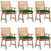 vidaXL Chaises à dîner d'extérieur 6 pcs avec coussins Acacia massif