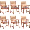 vidaXL Chaises à manger d'extérieur lot de 6 et coussins Acacia massif