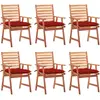 vidaXL Chaises à manger d'extérieur lot de 6 et coussins Acacia massif