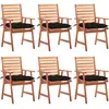 vidaXL Chaises à dîner d'extérieur 6 pcs avec coussins Acacia massif