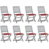 vidaXL Chaises pliables d'extérieur 8 pcs avec coussins Bois d'acacia