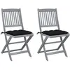 vidaXL Chaises pliables d'extérieur 8 pcs avec coussins Bois d'acacia