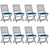 vidaXL Chaises pliables d'extérieur 8 pcs avec coussins Bois d'acacia