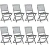 vidaXL Chaises pliables d'extérieur 8 pcs avec coussins Bois d'acacia