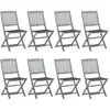 vidaXL Chaises pliables d'extérieur 8 pcs avec coussins Bois d'acacia